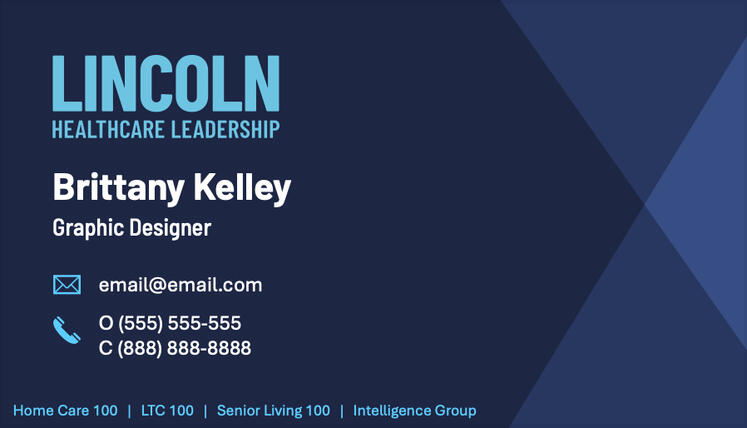 Lincoln Healthcare Leadership Business Card Front Lincoln Healthcare Leadership Business Card Front